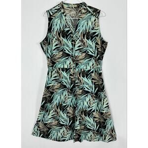 Columbia River Resort Cotton Fishing Print Knee Length Dress Sleeveless Medium